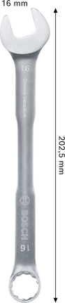 Kunci kombinasi Bosch 16 mm krom vanadium.